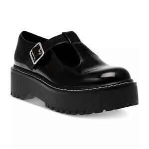 NEW Wild Pair Women's Amalie T-Strap Mary Jane Lug‎ Sole Loafers Size 10M Black